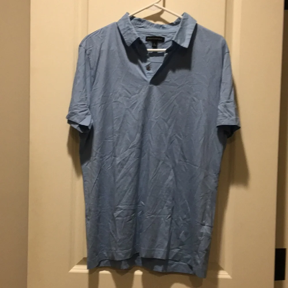 Banana Republic mens 1/4 button polo shirt collar short sleeves size L blue